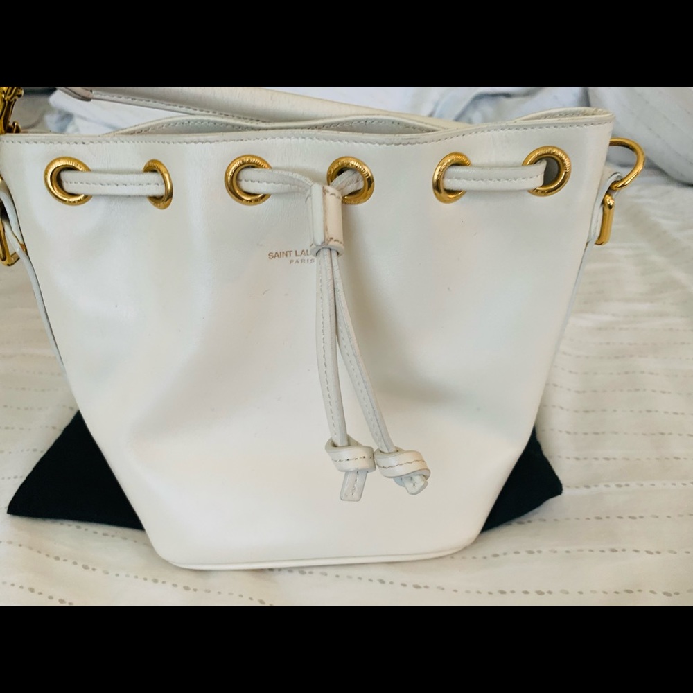 YSL Emanuelle bucket bag mini in white